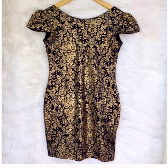 BooHoo Gold and Purple Bodycon Dress - Picture 1 of 5